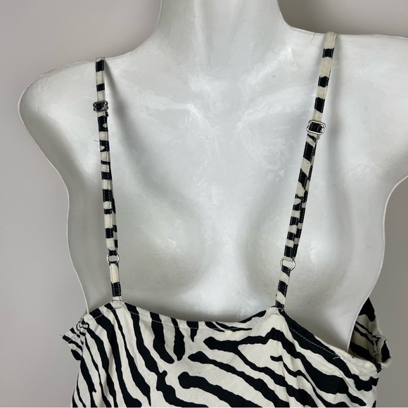 Tree of Life Mini Dress Tan Brown Zebra Animal Print African Boho Rayon Size L - Picture 8 of 11